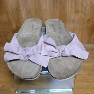 Indigo blush pink suede leather bow flip flop sandals soft sole NWT women